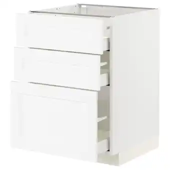 IKEA Metod / maximera base cabinet with 3 drawers, white enköping/white wood effect, 60x60 cm offer