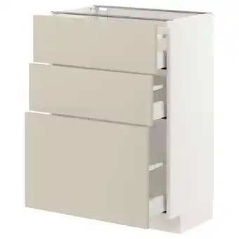 IKEA Metod / maximera base cabinet with 3 drawers, white/havstorp beige, 60x37 cm offer