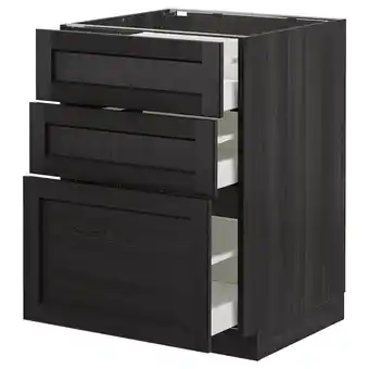 IKEA Metod base cabinet with 3 drawers, black/lerhyttan black stained, 60x60 cm offer