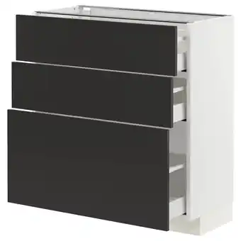 IKEA Metod / maximera base cabinet with 3 drawers, white/nickebo matt anthracite, 80x37 cm offer
