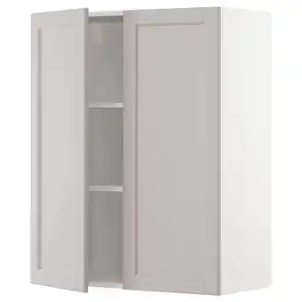 IKEA Metod wall cabinet with shelves/2 doors, white/lerhyttan light grey, 80x100 cm offer