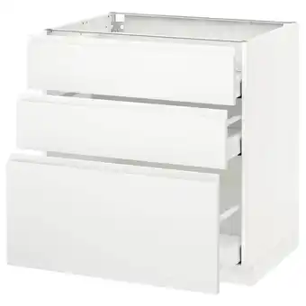 IKEA Metod / maximera base cabinet with 3 drawers, white/voxtorp matt white, 80x60 cm offer