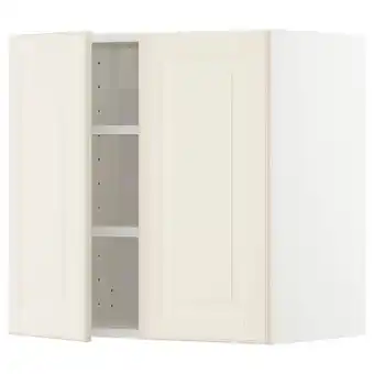 IKEA Metod wall cabinet with shelves/2 doors, white/bodbyn off-white, 60x60 cm offer