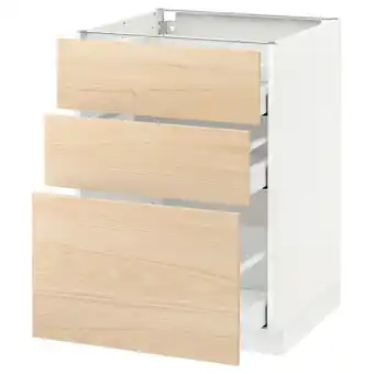 IKEA Metod / maximera base cabinet with 3 drawers, white/askersund light ash effect, 60x60 cm offer