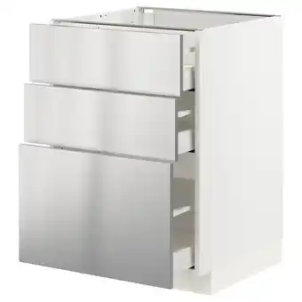 IKEA Metod / maximera base cabinet with 3 drawers, white/vårsta stainless steel, 60x60 cm offer
