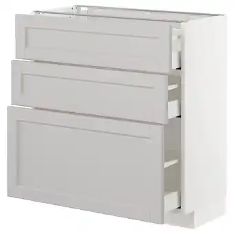 IKEA Metod / maximera base cabinet with 3 drawers, white/lerhyttan light grey, 80x37 cm offer
