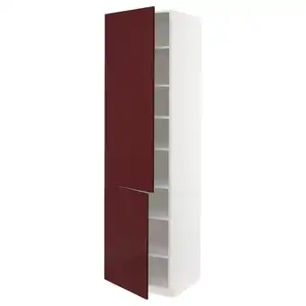 IKEA Metod high cabinet with shelves/2 doors, white kallarp/high-gloss dark red-brown, 60x60x220 cm offer