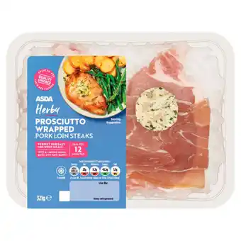 Asda Asda herby prosciutto wrapped pork loin steaks 321g offer