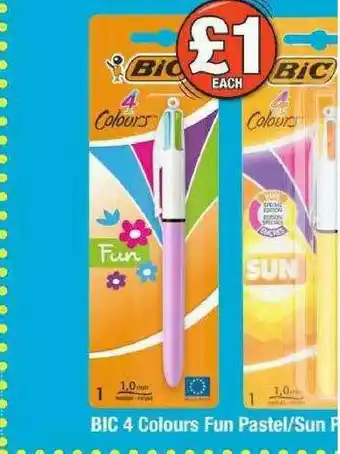 Poundland Bic 4 Colours Fun Pastel-sun offer