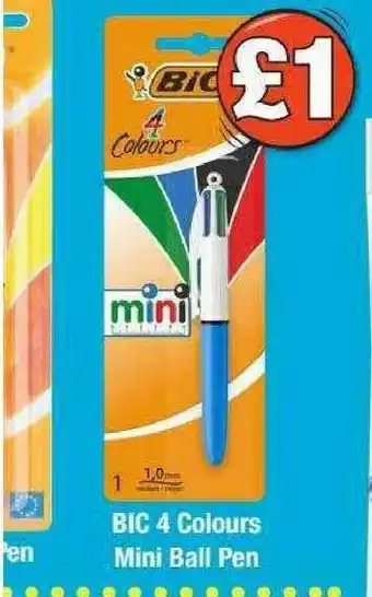Poundland Bic 4 Colours Mini Ball Pen offer