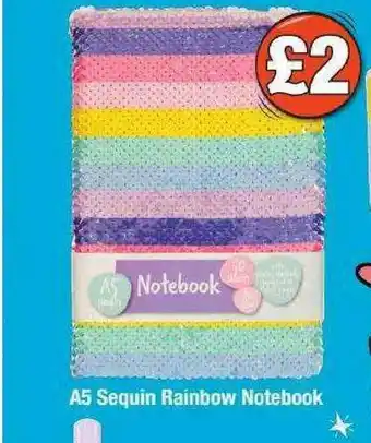 Poundland A5 Sequin Rainbow Notebook offer