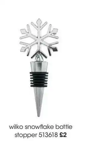 Wilko Wilko Snowflake Bottle Stopper offer