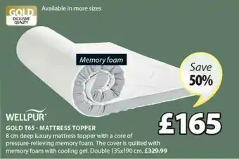 JYSK Wellpur Gold T65 - Mattress Topper Save 50% offer