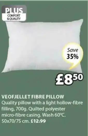 JYSK Veofjellet Fibre Pillow Save 35% offer