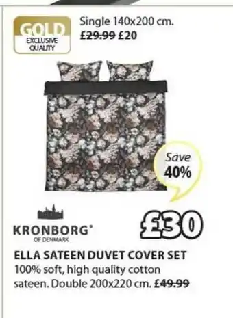 JYSK Ella Sateen Duvet Cover Set Save 40% offer