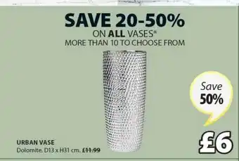 JYSK Urban Vase Save 50% offer