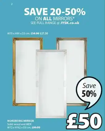 JYSK Nordborg Mirror Save 50% offer