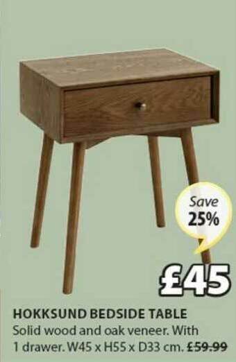 JYSK Hokksund Bedside Table offer