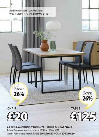 JYSK Aabenraa Dining Table + Trustrup Dining Chair offer