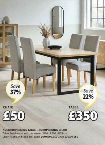 JYSK Agerskov Dining Table + Borup Dining Chair offer