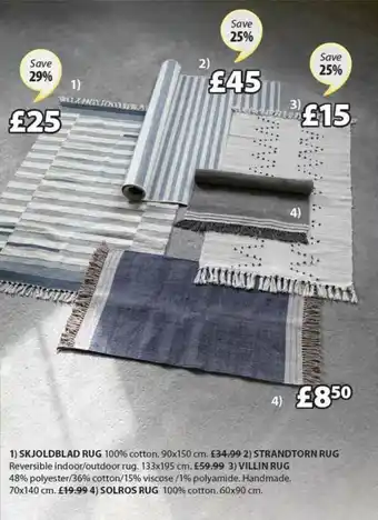 JYSK Skjoldblad Rug, Strandtorn Rug, Villin Rug offer