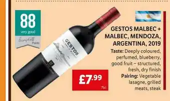 Lidl Gestos Malbec + Malbec Mendoza Argentina 2019 offer