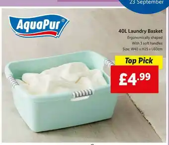Lidl 40l Laundry Basket Aquapur offer