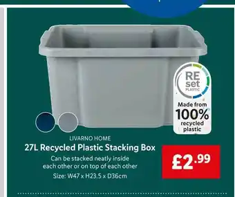 Lidl Livarno Home 27l Recycled Plastic Stacking Box offer