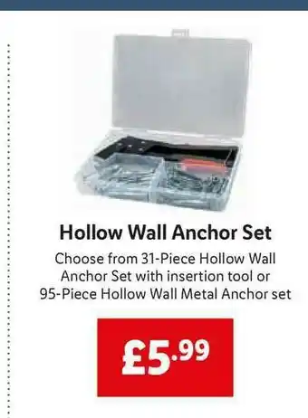 Lidl Holoow Wall Anchor Set offer