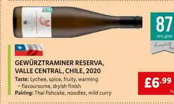 Lidl Gewürztraminer Reserva Valle Central Chile 2020 offer