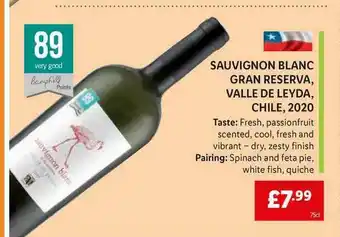 Lidl Sauvignon Blanc Gran Reserva Valle De Leyda Chile 2020 offer