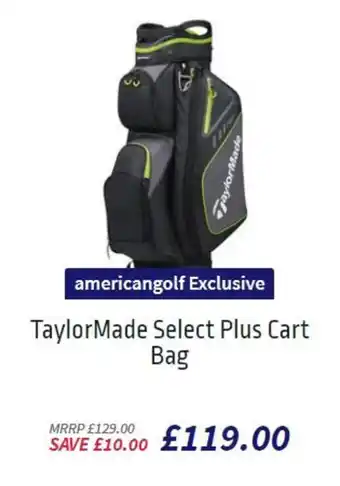 American Golf TaylorMade Select Plus Cart Bag offer