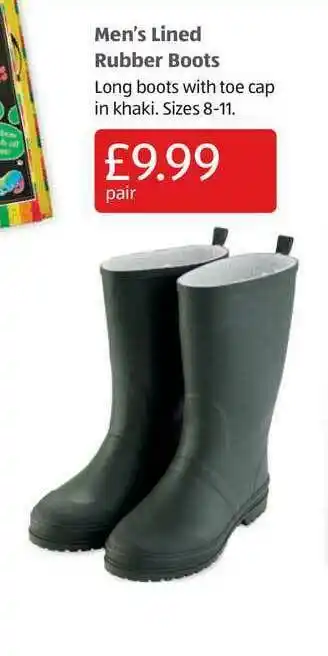 Aldi Men's Lined Rubber Boots offer