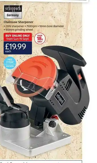 Aldi Scheppach Germany Chainsaw Sparpener offer