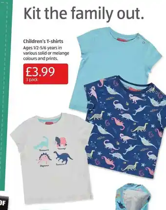 Aldi Children's T-shirts Kit The Family Out offer