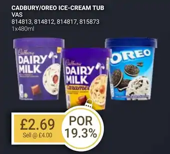 Bestway CADBURY/OREO ICE-CREAM TUB offer