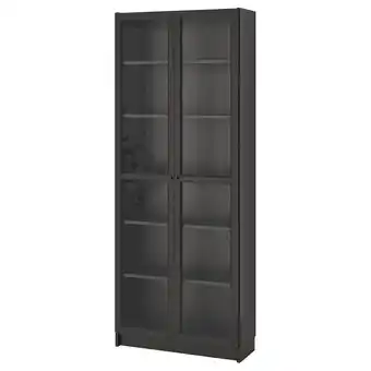 IKEA Billy / oxberg bookcase, black-brown, 80x30x202 cm offer