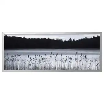 IKEA Björksta picture with frame, woodland lake/aluminium-colour, 140x56 cm offer