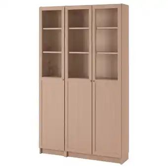 IKEA Billy / oxberg bookcase with panel/glass doors, white stained oak veneer/glass, 120x30x202 cm offer