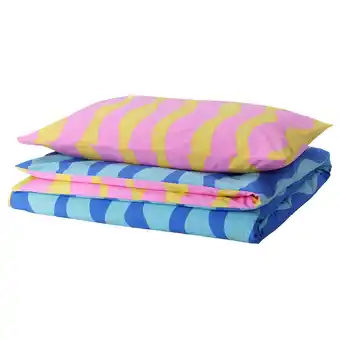 IKEA Sommarvicker duvet cover and pillowcase, blue/light pink, 150x200/50x80 cm offer