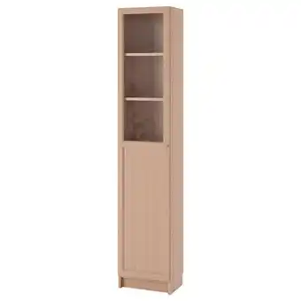 IKEA Billy / oxberg bookcase with panel/glass door, white stained oak veneer/glass, 40x30x202 cm offer