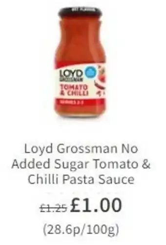 Asda Loyd Grossman No Added Sugar Tomate & Chili Pasta Sauce offer
