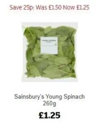 Sainsbury's Sainsbury's Young Spinach 26g offer
