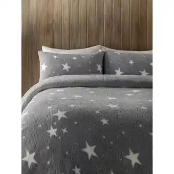 George home grey star teddy fleece duvet set - double