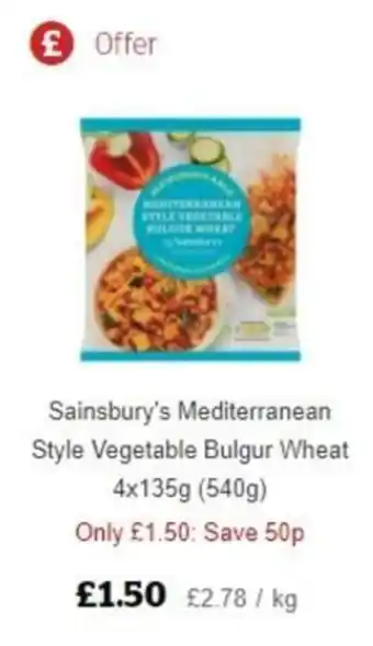 Sainsbury's Sainsbury's Mediterranean Style Vegetable Bulgur Wheat 4 x 135g (540g) offer