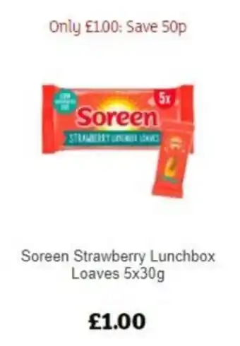 Sainsbury's Soreen Strawberry Lunchbox Loaves 5 x 30g offer