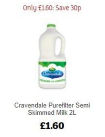 Sainsbury's Cravendale Purefilter Semi Skimmed MIlk 2L offer