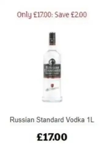 Sainsbury's Russian Standard Vodka 1L offer