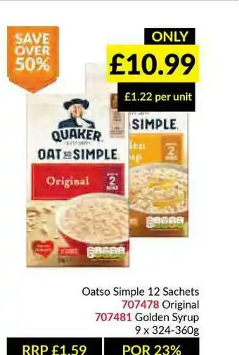 Musgrave MarketPlace Oatso Simple 12 Sachets offer