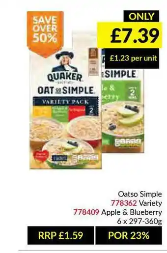 Musgrave MarketPlace Oatso Simple Variety Pack, Apple & Blueberry offer